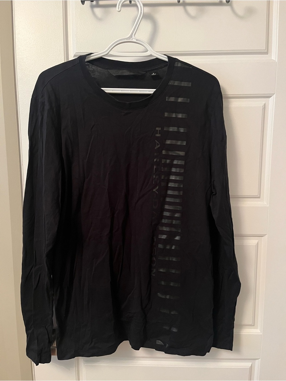 Harley-Davidson Men's Black Long-Sleeve Tee with Tonal Stripe Logo